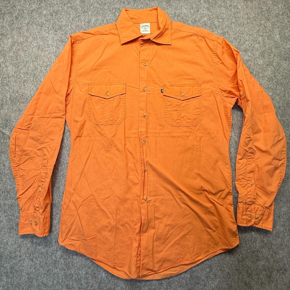 Brooks Brothers 346 Button-Up Men M Slim Fit Cotton Orange Solid Long Sleeve